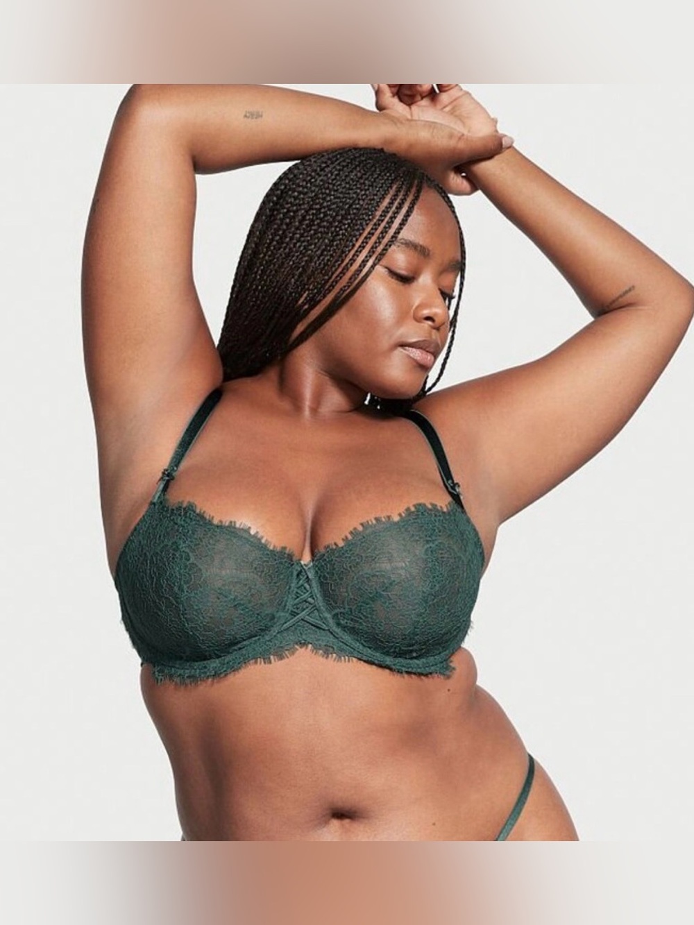 Victoria's Secret Midnight Jade Blue Lace
Unlined Balcony Bra 36D